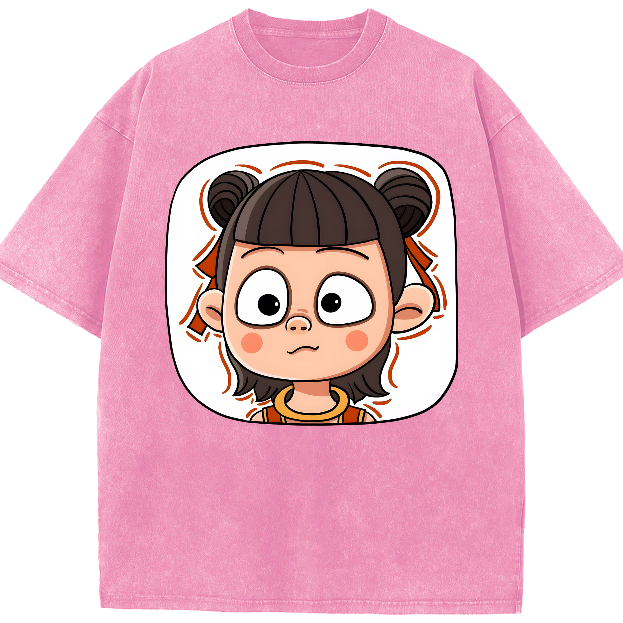 （画像用） Ne Zha 2 ナタ 魔童の大暴れ 綿100% ヴィンテージ風 半袖Tシャツ（フロントプリント）